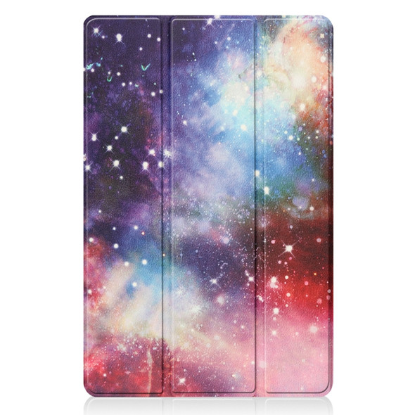 For Xiaomi Pad 5 Custer Painted PU Leather Case with Sleep / Wake-up Function & 3-Fold Holder(Galaxy)