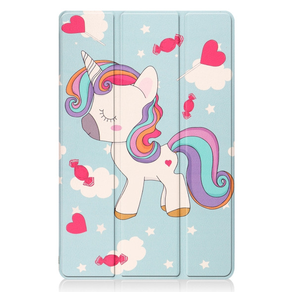 For Xiaomi Pad 5 Custer Painted PU Leather Case with Sleep / Wake-up Function & 3-Fold Holder(Unicorn)