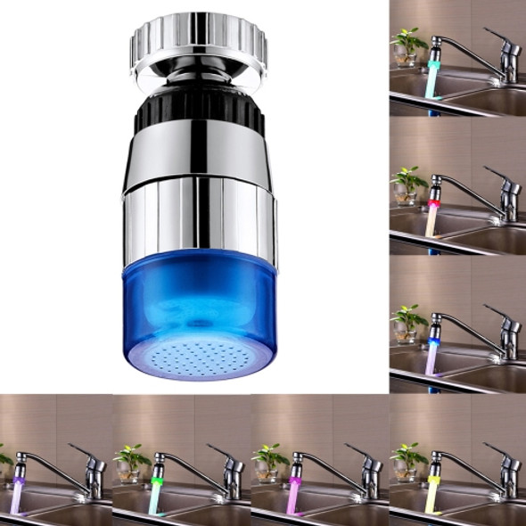 SDF-B7 1 LED ABS Colorful Change LED Faucet Light Water Glow Shower, Size: 58 x 28mm, Interface: 22mm (Silver + Blue)