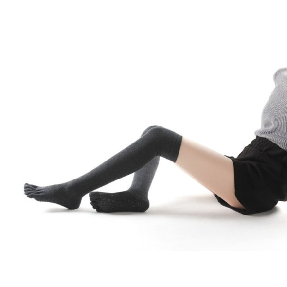 Ladies Over The Knee Yoga Socks Winter Warm Non-Slip Dance Five-Finger Socks, Size: Free Size(Dark Gray)