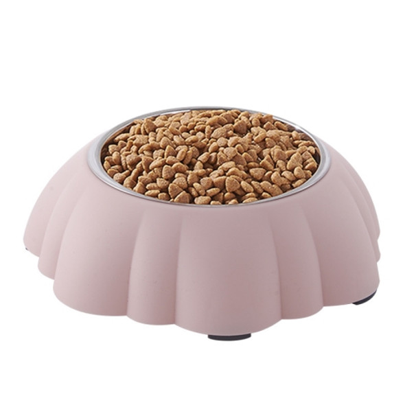 Stainless Steel Plastic Pumpkin Creative Pet Food Bowl(Pink)