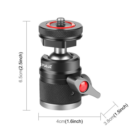 PULUZ Aluminum Alloy Ball Head Tripod Mount with Cold Shoe Base(Black)