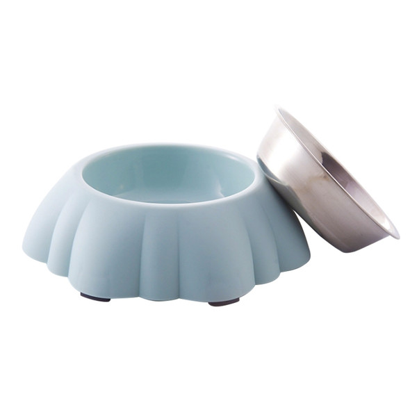 Stainless Steel Plastic Pumpkin Creative Pet Food Bowl(Blue)