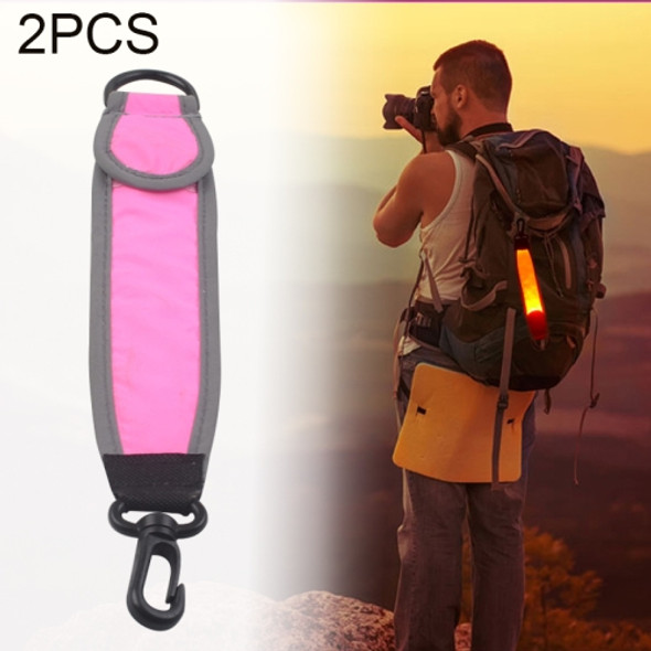 2 PCS Outdoor Backpack Reflective Strap Field Distress Signal Light(Pink)