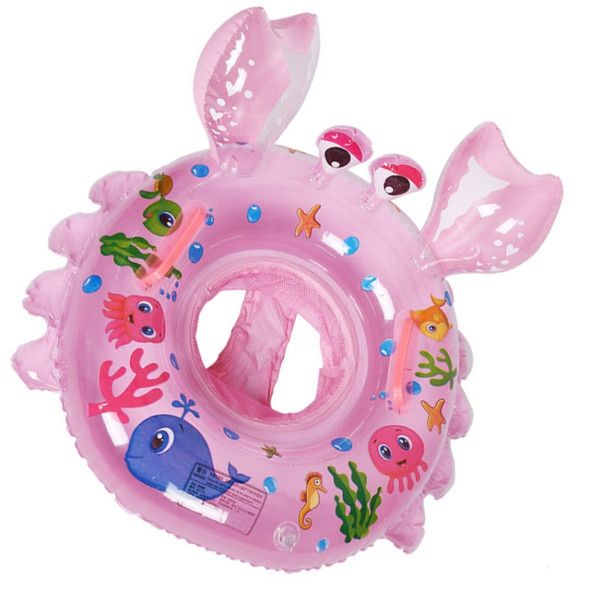 Crab Shape Baby Swimming Ring Sitting Ring Inflatable Float Ring(Pink)