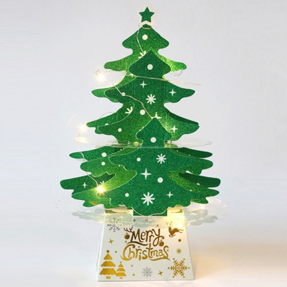 2 PCS Christmas Decorations Mini Desktop Christmas Tree Ornaments, Specification: Green Warm Lamp
