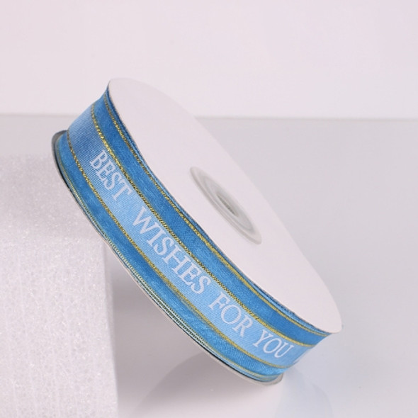English Letter Colored Printed Ribbons Phnom Penh Gift Bouquet Ribbons Bowknot Flowers Packaging Ribands, Size: 45m x 2.5cm(Blue)