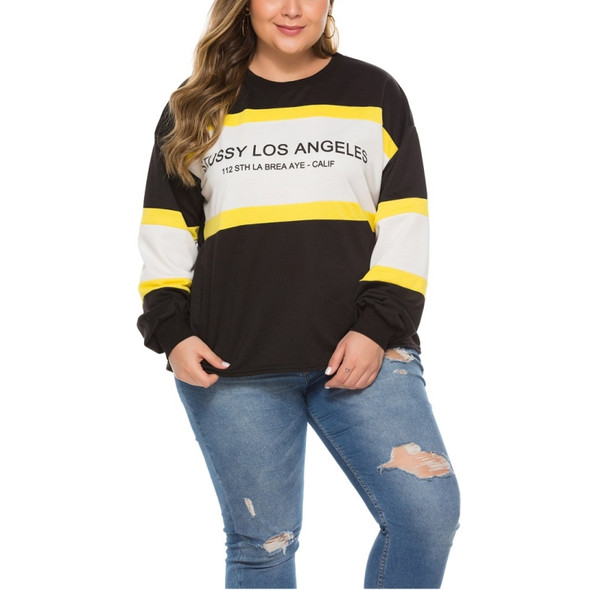 Letters Print Loose Sweatshirt (Color:Black Size:XL)