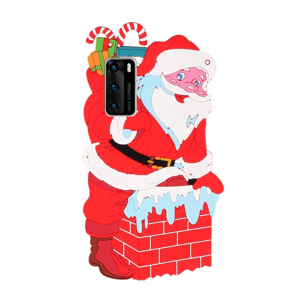 For Huawei P40 Christmas Series TPU Shockproof Case with Neck Lanyard(Santa Claus)