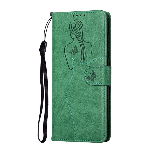 For Huawei P30 Beauty Girl Embossing Pattern Horizontal Flip Leather Case with Holder & Card Slot & Wallet & Photo Frame(Green)