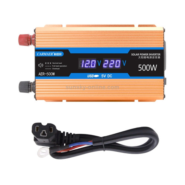 Carmaer 60V to 220V 500W Car Multi-function Double Digital Display Inverter Household Power Converter