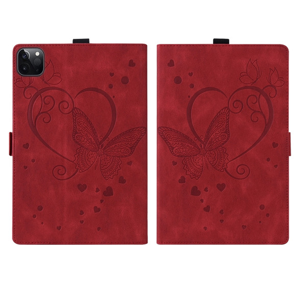 Love Butterfly Pattern Horizontal Flip Leather Case with Holder & Sleep / Wake-up Function For iPad Pro 12.9 (2020) (2021)(Red)