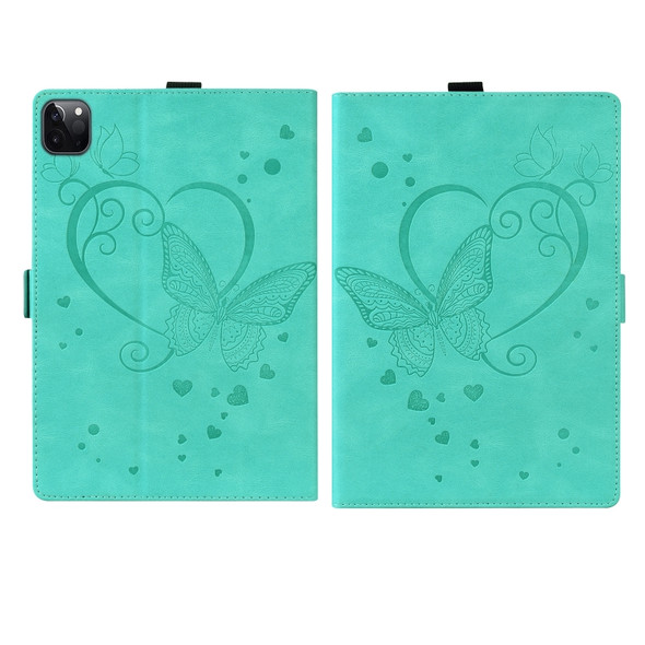 Love Butterfly Pattern Horizontal Flip Leather Case with Holder & Sleep / Wake-up Function For iPad Pro 12.9 (2020) (2021)(Green)