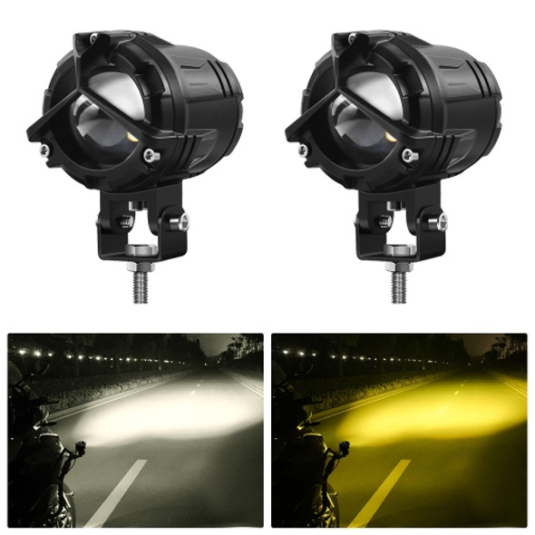 G0025 M3 9-30V 90W 6000K/3000K 9000LM 6 ZES-3575 LEDs White Light+Yellow Light Motorcycle Large Lens Spotlight