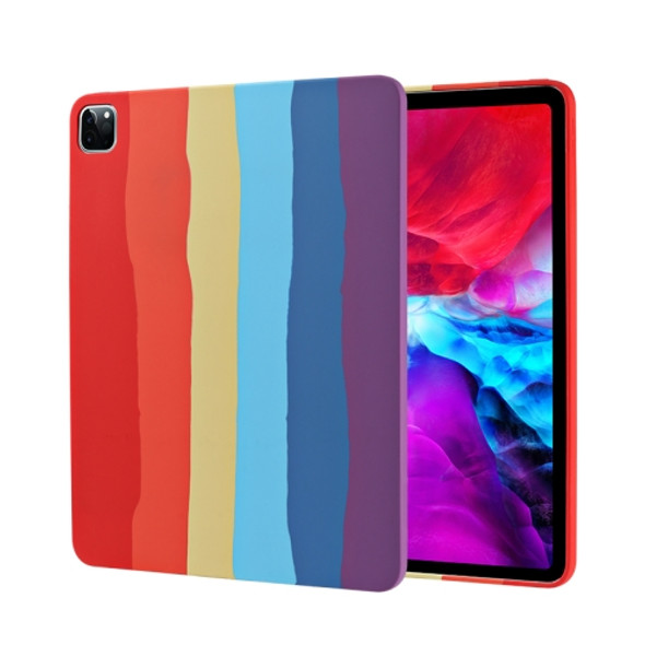 Rainbow Liquid Silicone + PC Shockproof Protective Case For iPad Pro 12.9 inch 2020