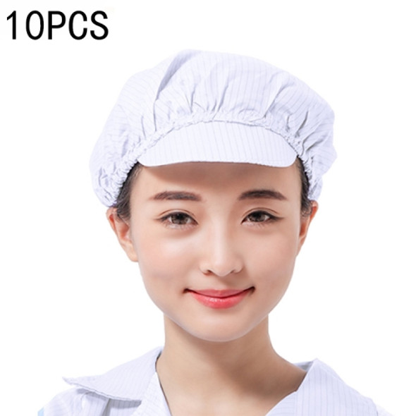 10 PCS Anti-static Dust-free Workshop Duck Tongue Working Cap With Skylight, Size:L(White)