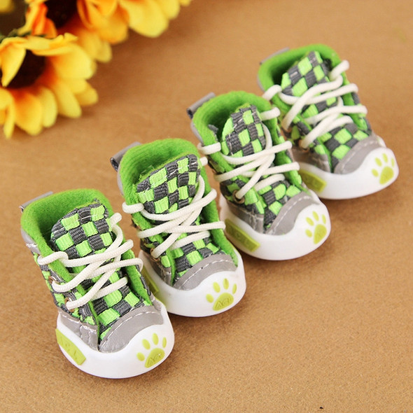 4 PCS New Style Woven Belt Comfortable Pet Dog Shoes Small Dogs Shoes, Length: 5.5cm, Width: 4.9cm (Green)