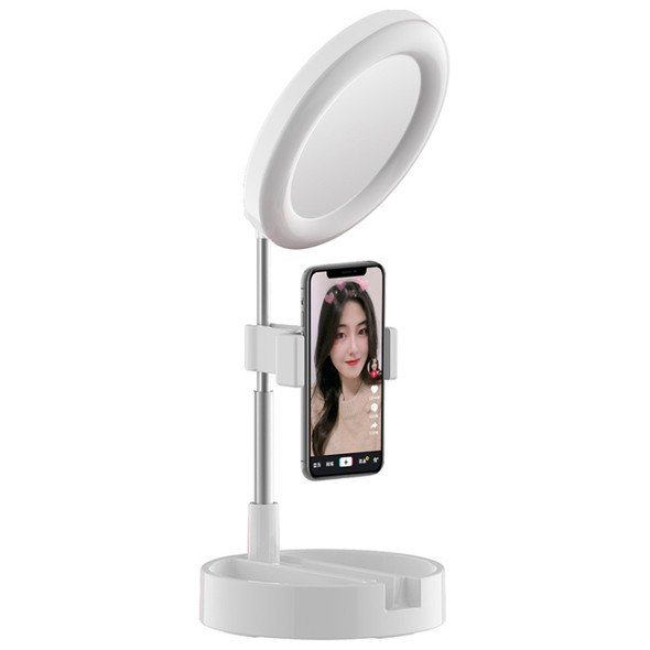 G3 Multifunctional Live Broadcast Foldable Desktop Integrated Fill Light Mobile Phone Bracket (White)