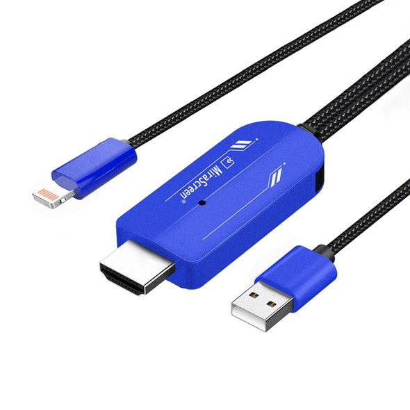 MiraScreen LD22M-1 2 in 1 8 Pin to HD-MI + USB Dual-OS HDTV Dongle Cable, Plug and Play (Blue)