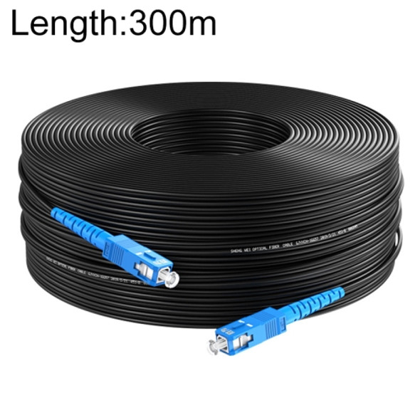 Triple Steel Wire Long Range Outdoor Fiber Optic Drop Cable Patch Jumper with SC Connector, Cable Length: 300m