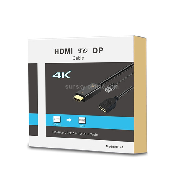 H146 HDMI Male + USB 2.0 Male to DisplayPort Female Adapter Cable, Length：25cm