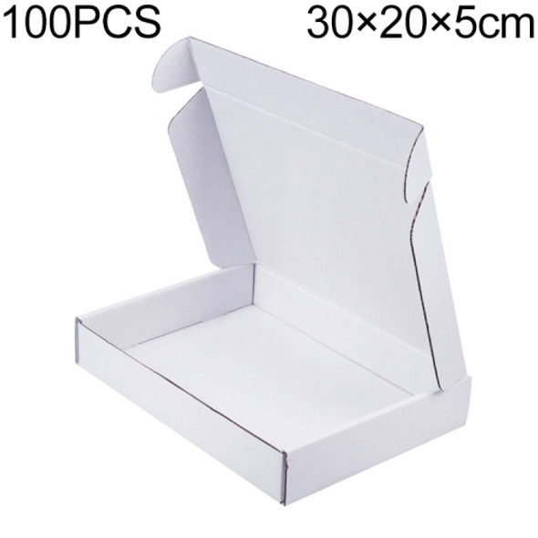 100 PCS Shipping Box Clothing Packaging Box, Color: White, Size: 30x20x5cm