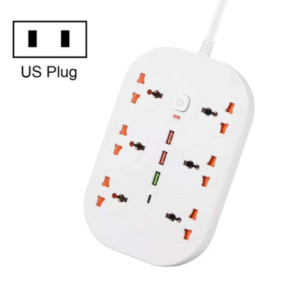 T21 PD3.0 + QC3.0 Multi Hole Row Plug 3000W High Power Socket, US Plug(White)