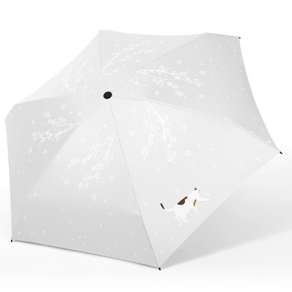 Sunscreen Vinyl Folding Sun Umbrella Rain and Sunny Dual-purpose Umbrella(Beige)