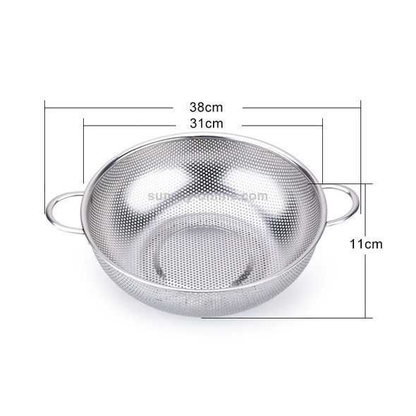 3 PCS Stainless Steel Round Wash Basket Binaural Wash Rice Basket Drain Basin, Inner Diameter:31cm