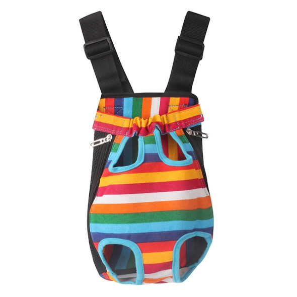 Traveling Portable Pet Chest Backpack Pet Carrier Bag, Size:XL(Rainbow striped)