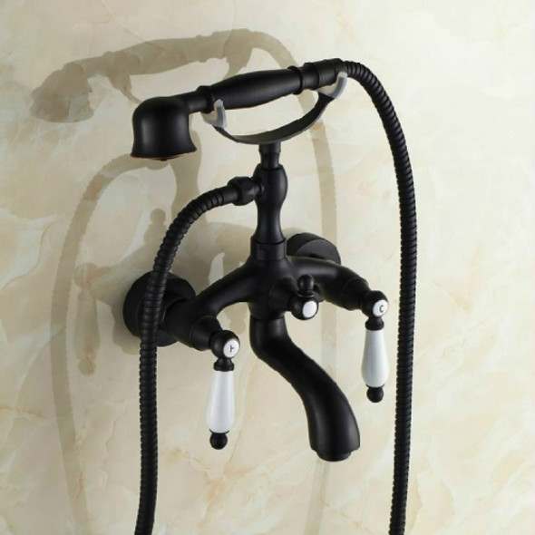 Black wall-mounted Supercharged Water-saving Two-handle Shower Head