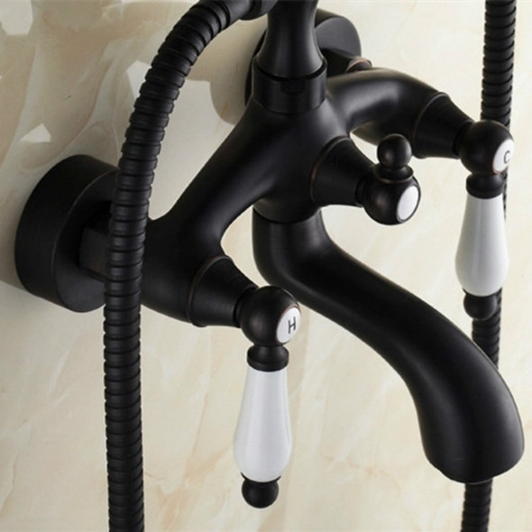 Black wall-mounted Supercharged Water-saving Two-handle Shower Head