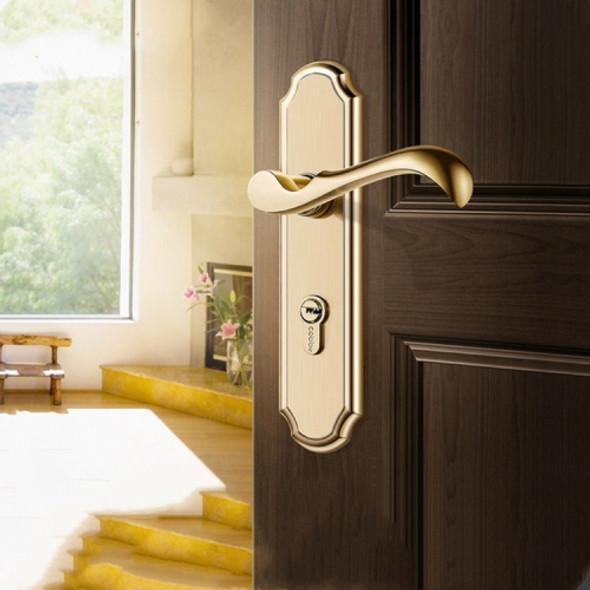 COBBE Indoor Bedroom Door Lock Bathroom Toilet Silent Door Handle Household Universal  Lock, Color:Golden