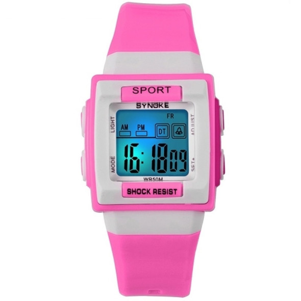 SYNOKE 66188 Student Square Dial Colorful Luminous Waterproof Electronic Watch(Pink)