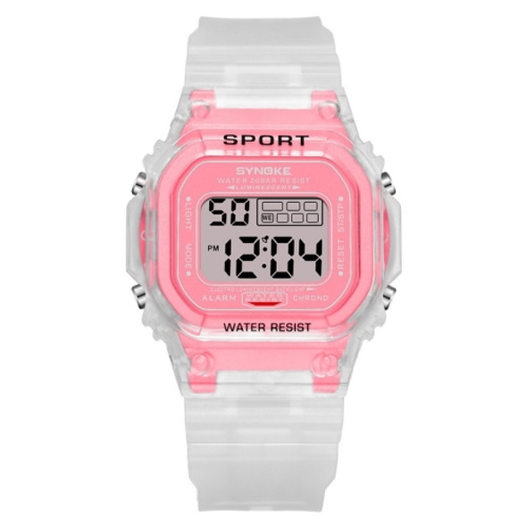 SYNOKE 9620 Couple Sports Plastic Strap Electronic Watch(Transparent Pink)