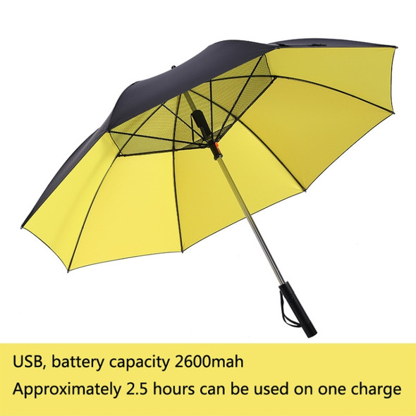 GRC-008 USB Titanium Silver Plastic Fan Umbrella UV Protection Vinyl Sunshade Umbrella, Battery Capacity： 2600mAh (Yellow)