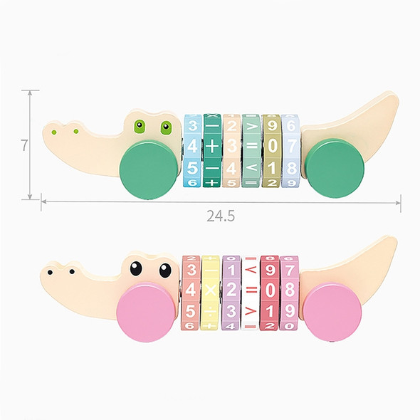 Children Number Puzzle Arithmetic Multicolor Rotating Shaft Baby Early Education Wooden Teaching Aids, Style:  Crocodile Blue