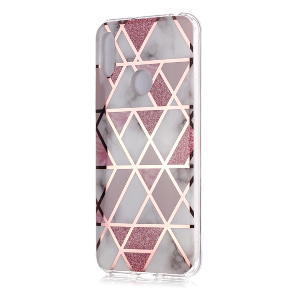 For Huawei Y6 (2019) Plating Marble Pattern Soft TPU Protective Case(Pink)