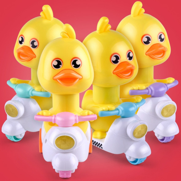 5 PCS Push-Type Yellow Duck Toy Pressure Inertia Motorcycle Toy, Random Color Delivery