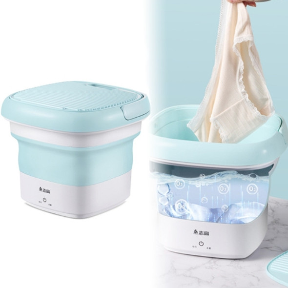 CHIGO ZGBX-803 Portable Mini Automatic Folding Bucket Type Travel Washing Machine Underpants Sock Disinfect Laundry(Cyan)