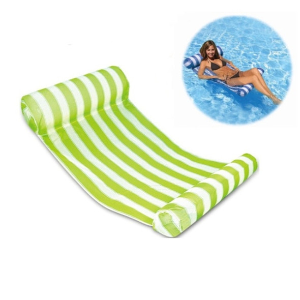 Leisure Water Floating Bed Hammock Inflatable Floating Row Entertainment Lounge Chair(Green And White Stripes)
