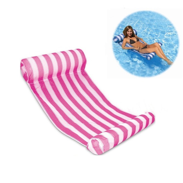 Leisure Water Floating Bed Hammock Inflatable Floating Row Entertainment Lounge Chair(Pink And White Stripes)