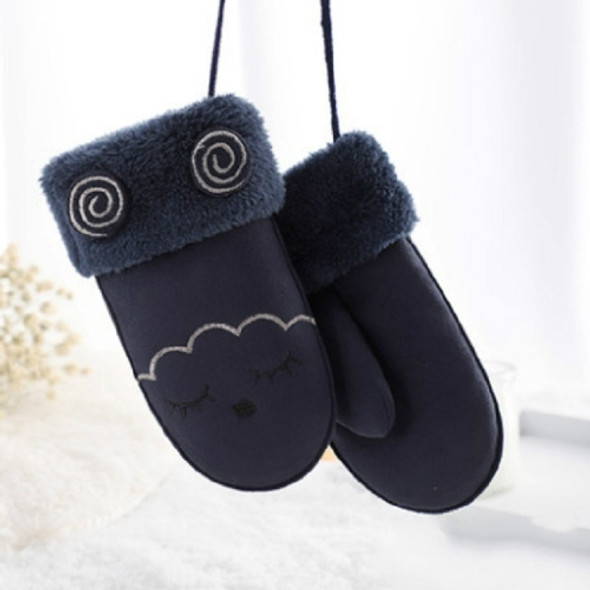 Plus Velvet Thick Warm Cute Halter Mittens Children Gloves, Baby Age:3-6 Years  Old(Sheep Blue)