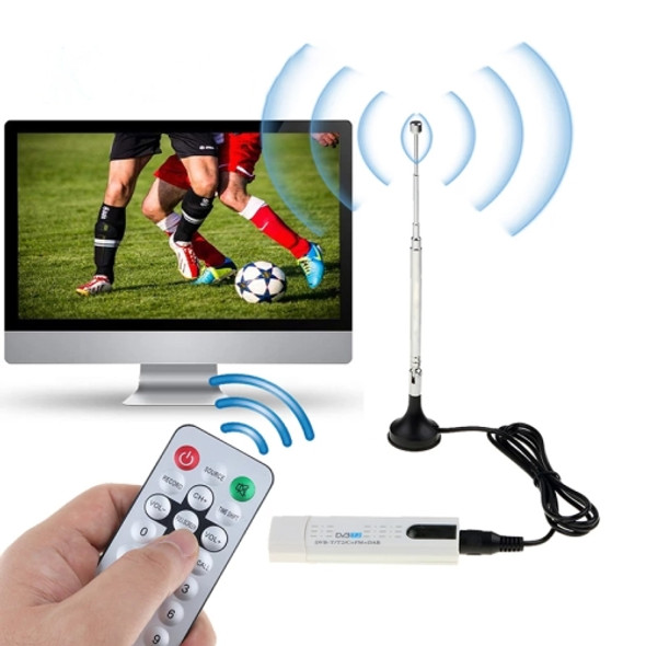 USB 2.0 DVB-T2 Stick with Remote Control & FM Radio Function, Support MPEG-4 H.264 (AVC) & MPEG 2 Encoding(White)