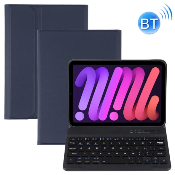 A06 Detachable Lambskin Texture Ultra-thin TPU Bluetooth Keyboard Leather Case with Stand For iPad mini 6 (Blue)