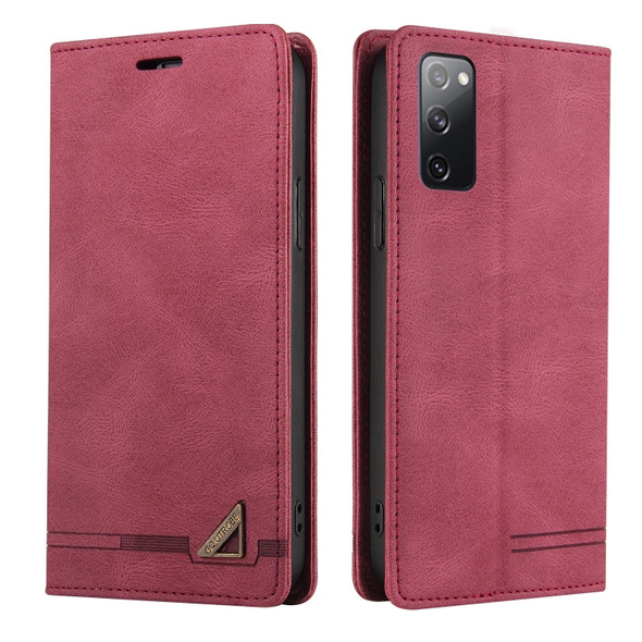 For Huawei P40 Skin Feel Anti-theft Brush Horizontal Flip Leather Case with Holder & Card Slots & Wallet(Wine Red)