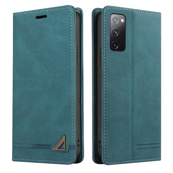 For Huawei P40 Skin Feel Anti-theft Brush Horizontal Flip Leather Case with Holder & Card Slots & Wallet(Blue)