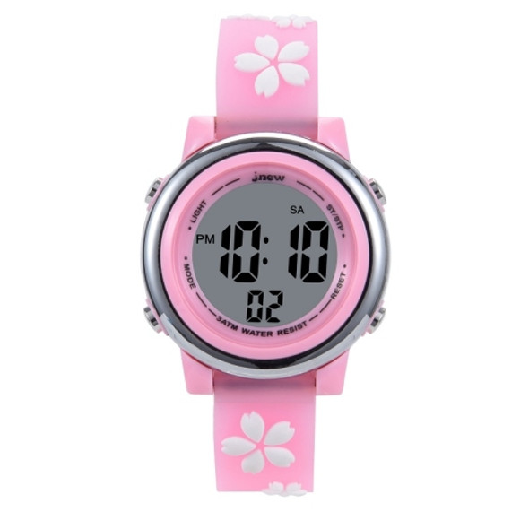 JNEW A380-86195 Children Cartoon Cherry Blossom Waterproof Time Recognition Colorful LED Electronic Watch(Pink)