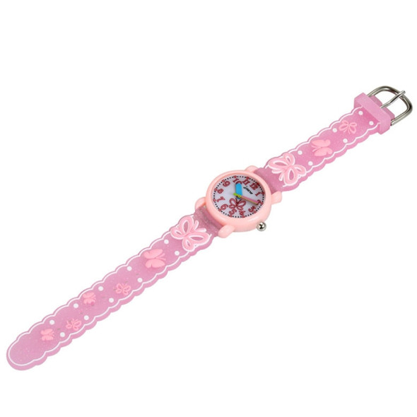 JNEW A335-86228 Children Cartoon 3D Love Butterfly Silicone Waterproof Quartz Watch(Pink Shell Pink Belt)