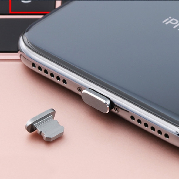Universal 8 Pin Charging Port Metal Anti-Dust Plug for iPhone with Ejection Pin (Grey)